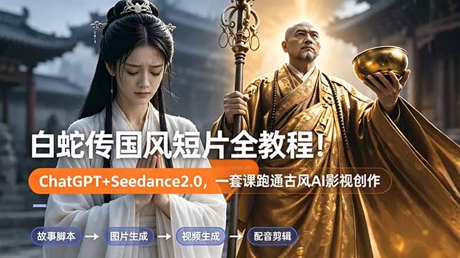 白蛇传-国风短片全教程!ChatGPT+Seedance2.0,一套课跑通古风AI影视创作-知云阁资源站