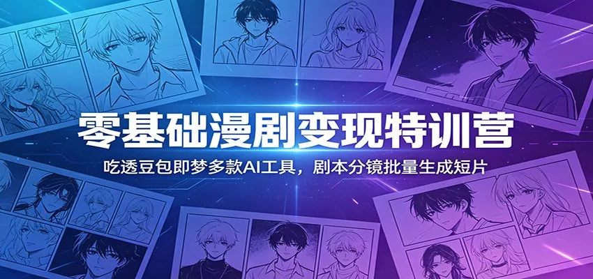 零基础漫剧变现特训营:玩转豆包即梦多款AI工具,剧本分镜批量生成短片-知云阁资源站