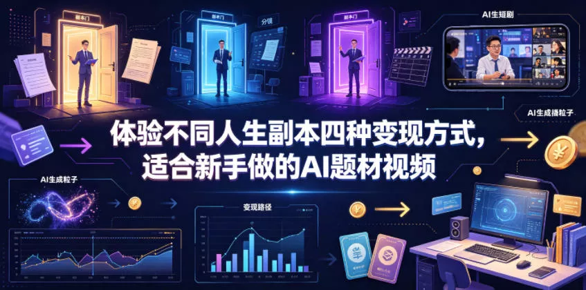 体验不同人生副本四种变现方式，适合新手做的AI题材视频-知云阁资源站