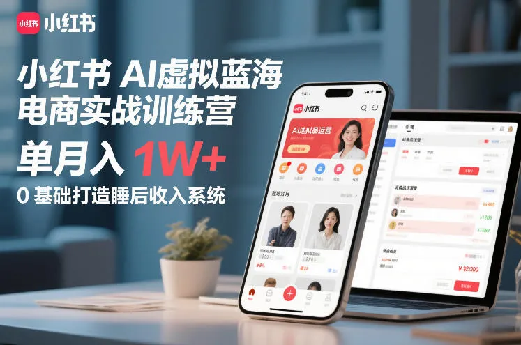 小红书AI虚拟蓝海电商实战训练营,单月入1W+,0基础打造睡后收入系统(更新)-知云阁资源站