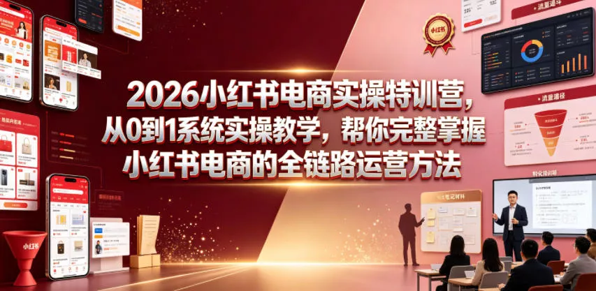 2026小红书电商实操特训营,从0到1系统实操教学,帮你完整掌握小红书电商的全链路运营方法-知云阁资源站