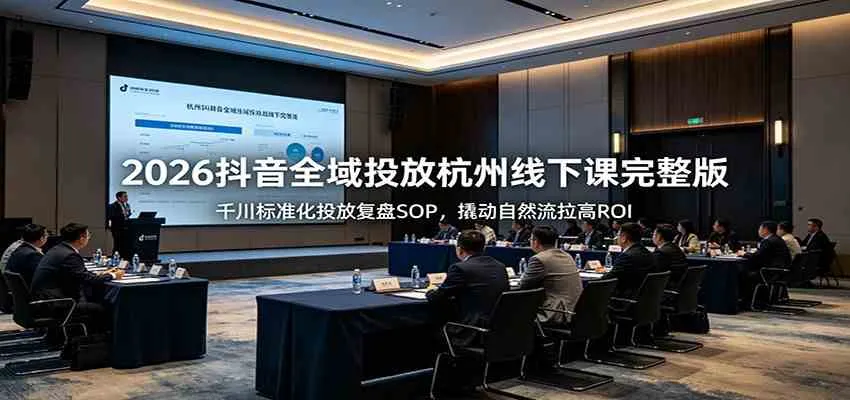 2026抖音全域投放杭州线下课完整版:千川标准化投放复盘SOP,撬动自然流拉高ROI-知云阁资源站