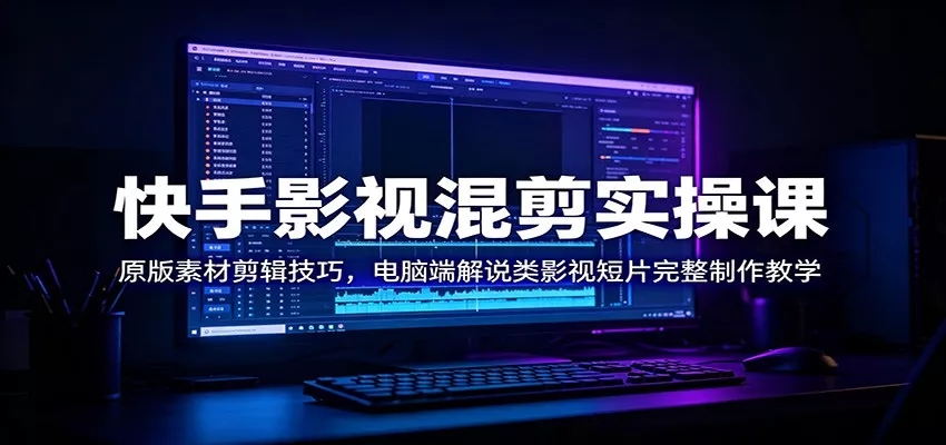 快手影视混剪实操课:原版素材剪辑技巧,电脑端解说类影视短片完整制作教学-知云阁资源站