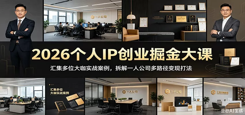 2026个人IP创业掘金大课：汇集多位大咖实战案例，拆解一人公司多路径变现打法-知云阁资源站