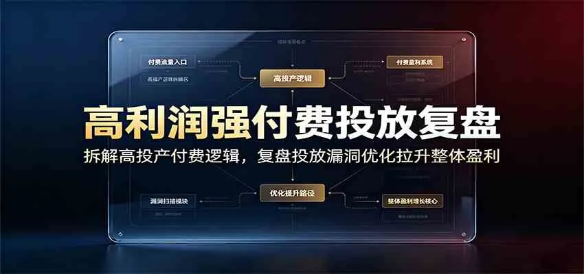 高利润强付费投放复盘:拆解高投产付费逻辑,复盘投放漏洞优化拉升整体盈利-知云阁资源站