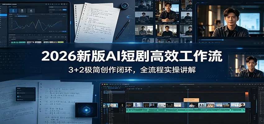 2026新版AI短剧高效工作流:3+2极简创作闭环,全流程实操讲解 2026新版AI短剧高效工作流:3+2极简创作闭环,全流程实操讲解