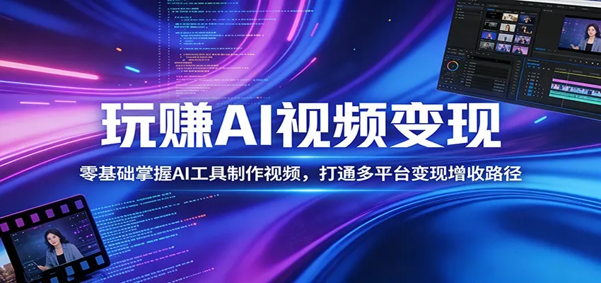 玩赚AI视频变现，零基础掌握AI具制作视频，打通多平台变现增收路径-知云阁资源站