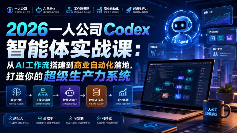 2026一人公司Codex智能体实战课:从AI工作流搭建到商业自动化落地,打造你的超级生产力系统-知云阁资源站