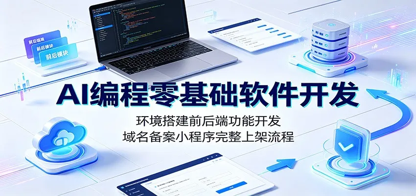 AI编程零基础软件开发:环境搭建前后端功能开发,域名备案小程序完整上架流程-知云阁资源站