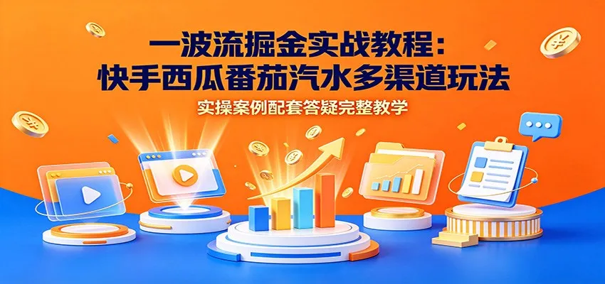 一波流掘金实战教程:快手西瓜番茄汽水多渠道玩法,实操案例配套答疑完整教学-知云阁资源站