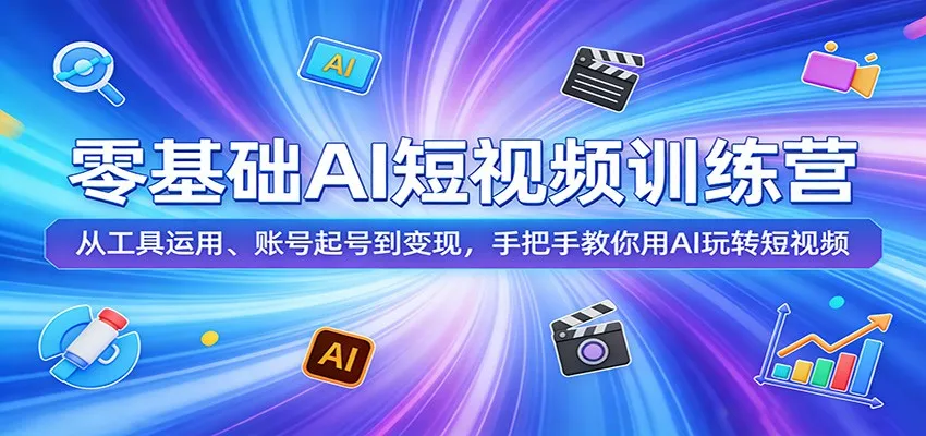 零基础AI短视频训练营:从工具运用、账号起号到变现,手把手教你用AI玩转短视频-知云阁资源站