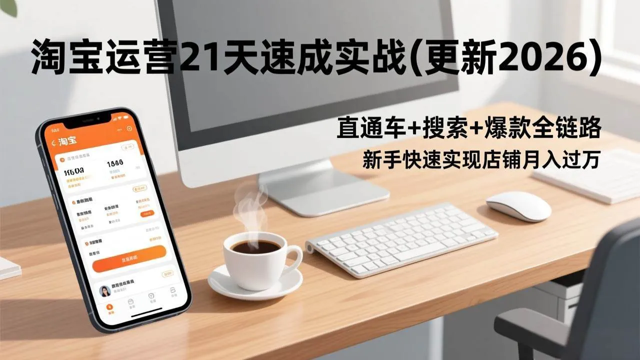 (17806期)淘宝运营21天速成实战(更新3月),直通车+搜索+爆款全链路,新手快速实现店铺月入过万-知云阁资源站
