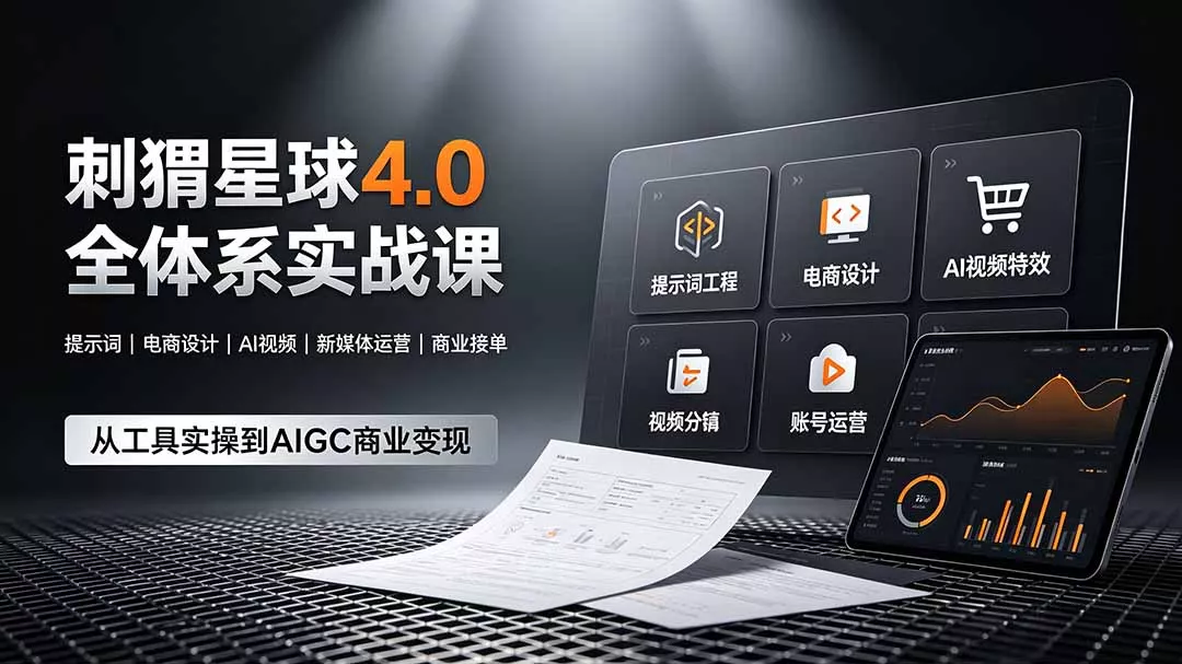 刺猬星球4.0全体系实战课,覆盖提示词工程、电商设计、AI视频特效与新媒体运营,一站式掌握AIGC商业核心技能-知云阁资源站