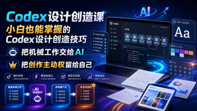 Codex设计创造课,小白也能掌握的Codex设计创造技巧,把机械工作交给AI,把创作主动权留给自己-知云阁资源站
