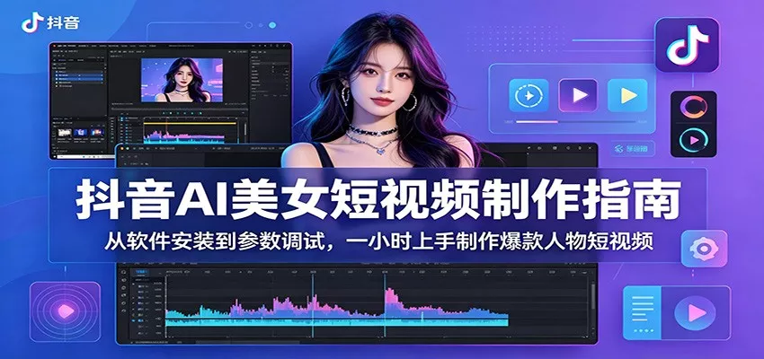 抖音AI美女短视频制作指南：从软件安装到参数调试，一小时上手制作爆款人物短视频-知云阁资源站
