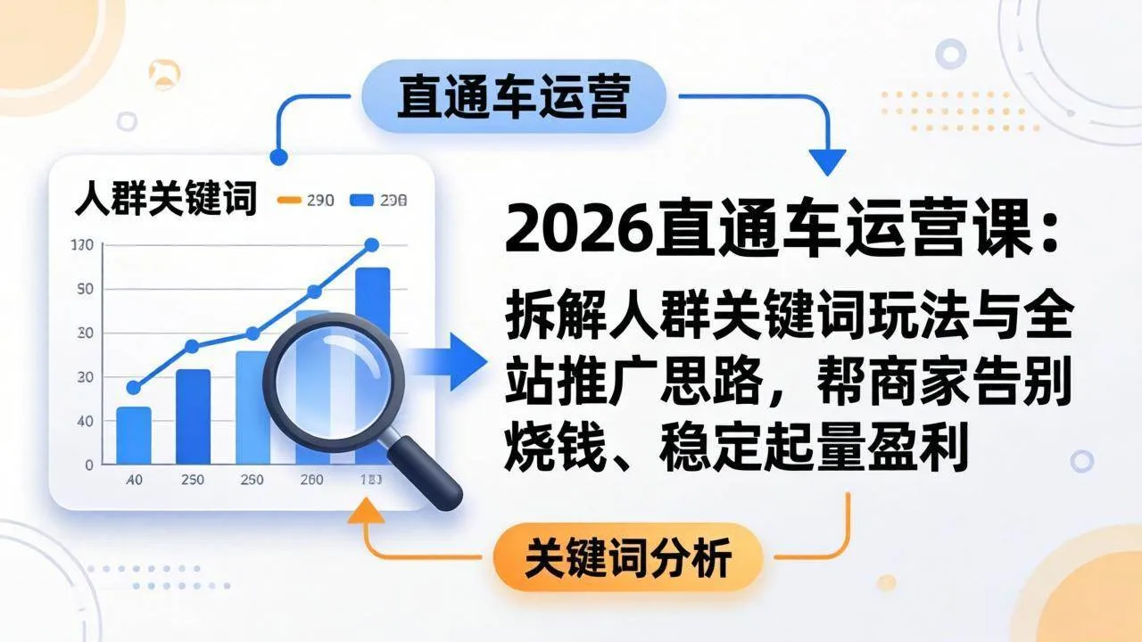 （17898期）2026直通车运营课：拆解人群关键词玩法与全站推广思路，帮商家告别烧钱、稳定起量盈利-知云阁资源站