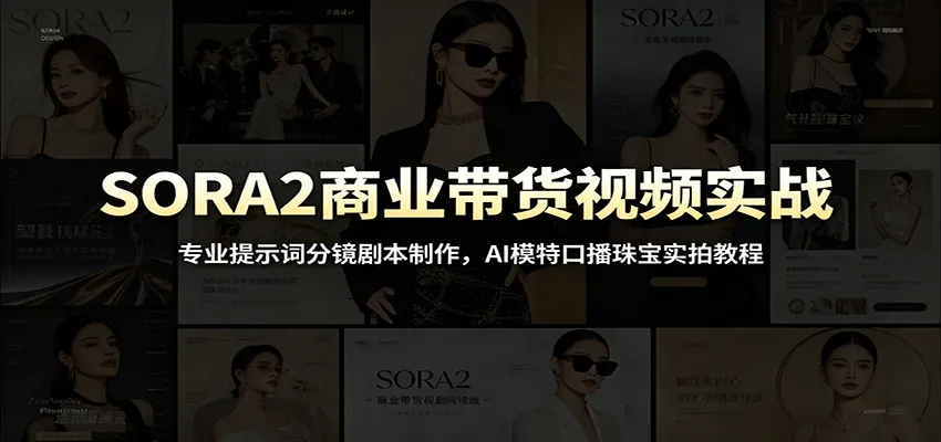 SORA2商业带货视频实战:专业提示词分镜剧本制作,AI模特口播珠宝实拍教程-知云阁资源站