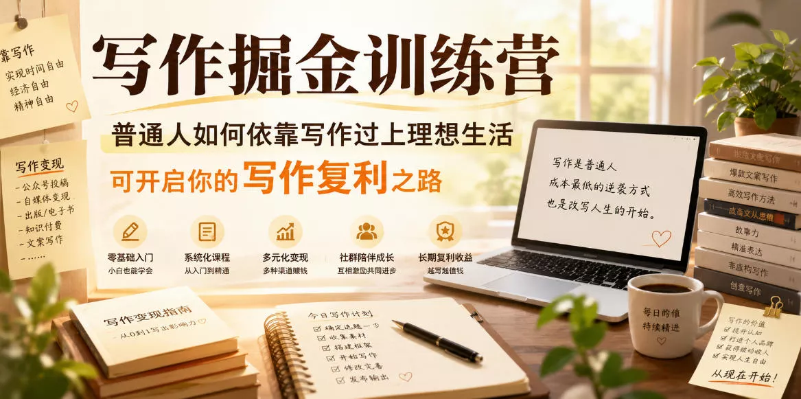 写作掘金训练营,普通人如何依靠写作过上理想生活,可开启你的写作复利之路(更新6月)-知云阁资源站