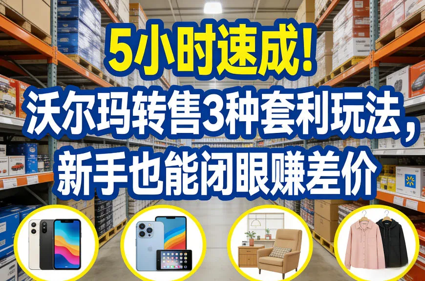 5小时速成！沃尔玛转售3种套利玩法，新手也能闭眼賺差价-知云阁资源站