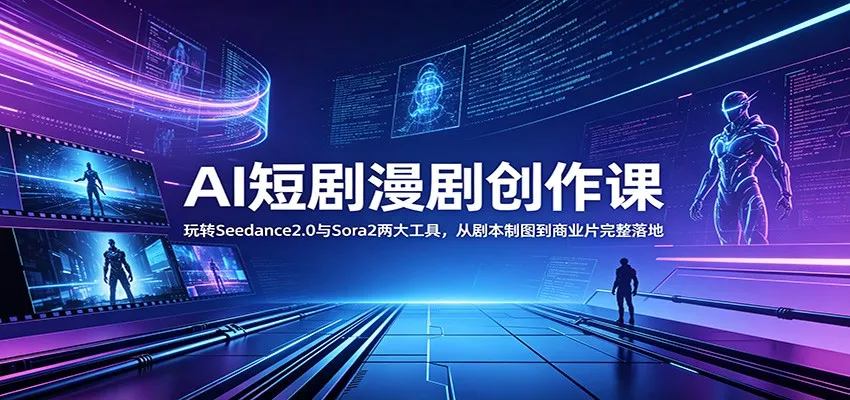 AI短剧漫剧创作课:玩转Seedance2.0与 Sora2两大工具,从剧本制图到商业片完整落地-知云阁资源站