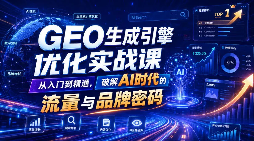 GEO生成引擎优化实战课,从入门到精通,破解AI时代的流量与品牌密码-知云阁资源站