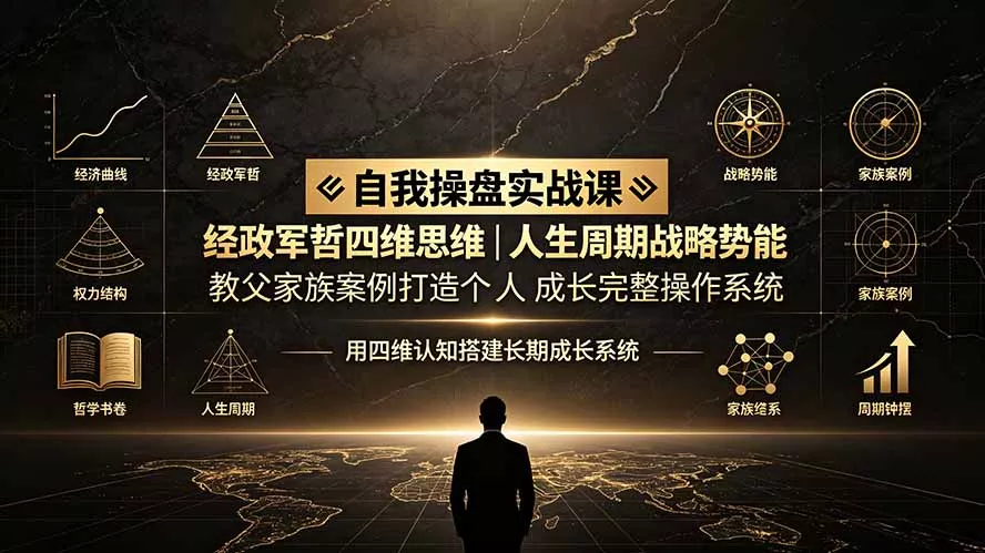自我操盘实战课:经政军哲四维思维|人生周期战略势能|教父家族案例打造个人成长完整操作系统-知云阁资源站