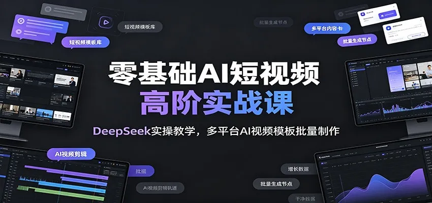 零基础AI短视频高阶实战课:DeepSeek实操教学,多平台AI视频模板批量制作-知云阁资源站