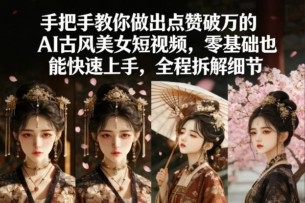 手把手教你做出点赞破万的AI古风美女短视频,零基础也能快速上手,全程拆解细节-知云阁资源站