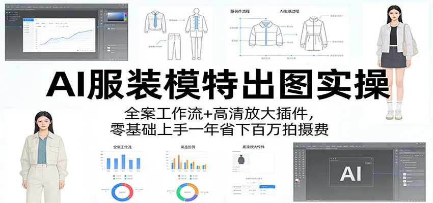AI服装模特出图实操:全案工作流+ 高清放大插件,零基础上手一年省下百万拍摄费-知云阁资源站