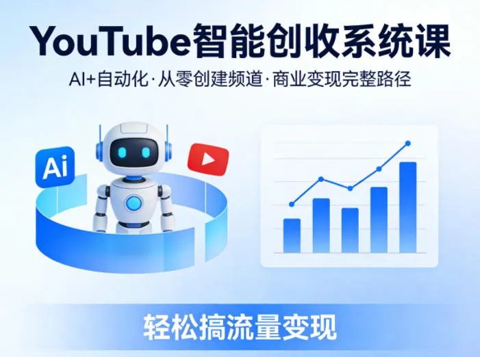 YouTube智能创收系统课,AI+自动化,从零创建YouTube频道并实现商业变现的完整路径,轻松搞流量变现-知云阁资源站