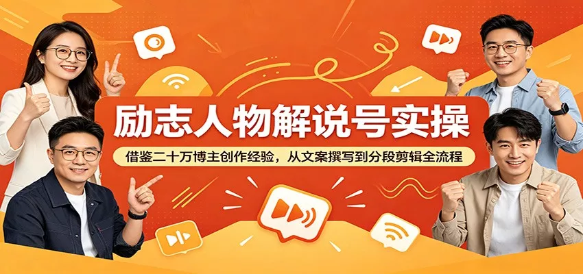 励志人物解说号实操:借鉴二十万博主创作经验,从文案撰写到分段剪辑全流程-知云阁资源站