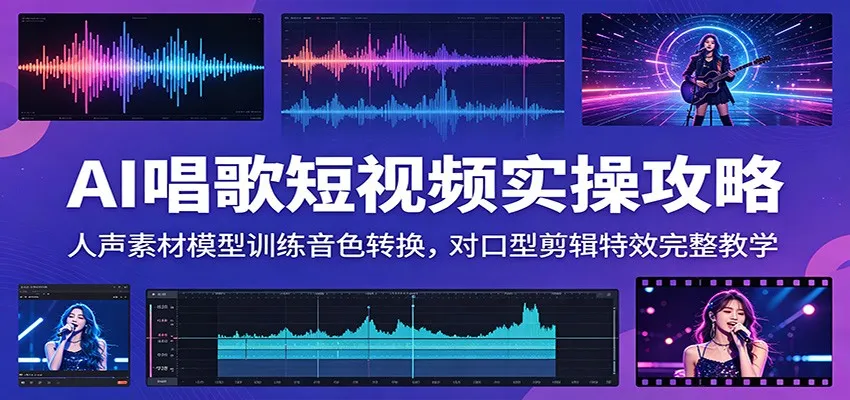 AI唱歌短视频实操攻略:人声素材模型训练音色转换,对口型剪辑特效完整教学-知云阁资源站