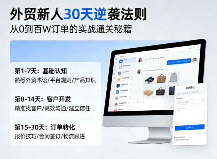 外贸新人30天逆袭法则,教你从0到百W订单的实战通关秘籍-知云阁资源站