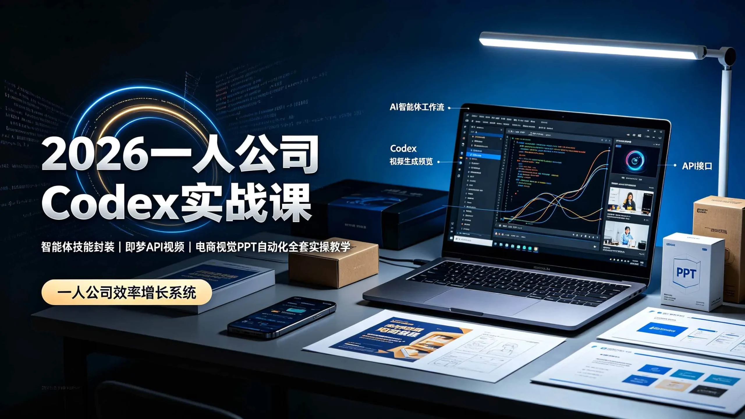 (19503期)2026一人公司Codex实战课◆智能体技能封装|即梦API视频|电商视觉PPT自动化全套实操教学-知云阁资源站