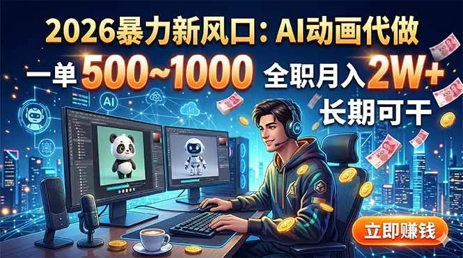 （18993期）2026暴力新风口：AI动画代做，一单500~1000，全职月入2W+，长期可干-知云阁资源站