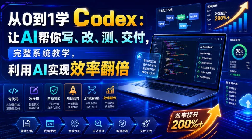 从0到1学Codex:让AI帮你写、改、测、交付,完整系统教学,利用AI实现效率翻倍-知云阁资源站