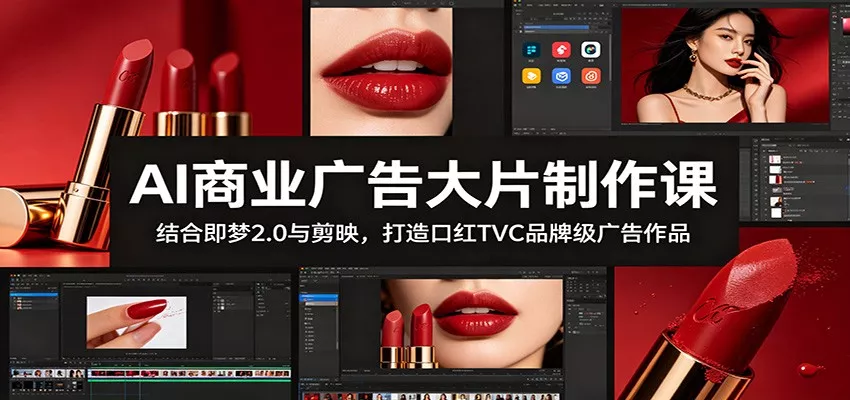 AI商业广告大片制作课:结合即梦2.0与剪映,打造口红TVC品牌级广告作品-知云阁资源站