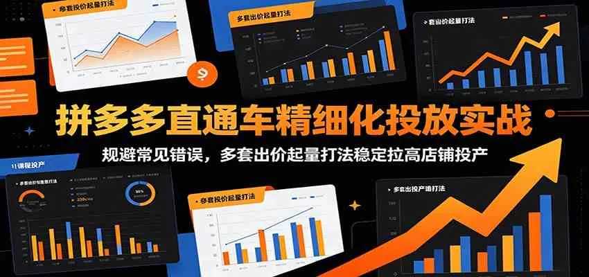 拼多多直通车精细化投放实战:规避常见错误,多套出价起量打法稳定拉高店铺投产-知云阁资源站