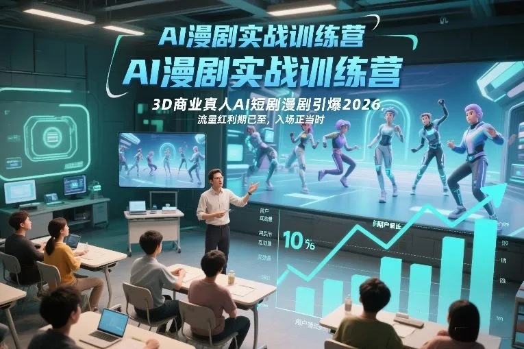 AI漫剧实战训练营，3D商业真人AI短剧漫剧引爆2026，流量红利期已至，入场正当时-知云阁资源站