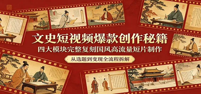 文史短视频爆款创作秘籍:四大模块完整复刻国风高流量短片制作 文史短视频爆款创作秘籍:四大模块完整复刻国风高流量短片制作