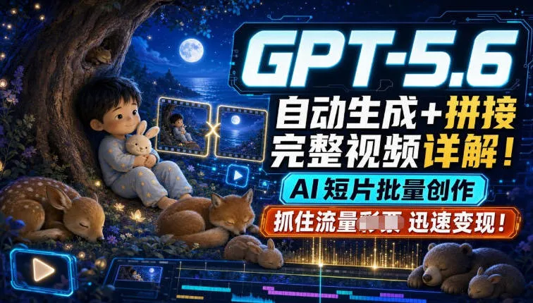 GPT-5.6自动生成+拼接完整视频详解,AI短片批量创作,抓住流量迅速变现!-知云阁资源站