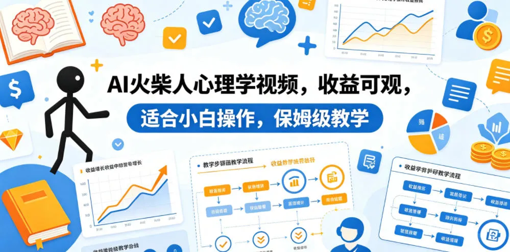AI火柴人心理学视频，收益可观，适合小白操作，保姆级教学-知云阁资源站