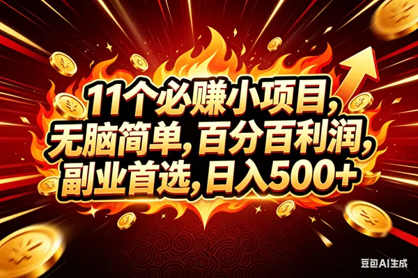 (18245期)11个必赚钱的小项目,百分百赚米,无脑简单,副业首选,日入300+-知云阁资源站