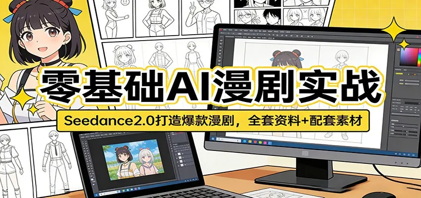 零基础AI漫剧实战:Seedance2.0打造爆款漫剧,全套资料+配套素材-知云阁资源站