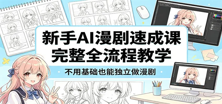 新手AI漫剧速成课：完整全流程教学，不用基础也能独立做漫剧-知云阁资源站