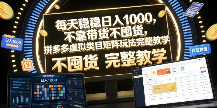 每天稳稳日入1000,不靠带货不囤货,拼多多虚拟类目矩阵玩法完整教学【揭秘】-知云阁资源站