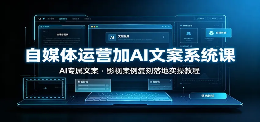 自媒体运营加AI文案系统课::AI专属文案,影视案例复刻落地实操教程-知云阁资源站
