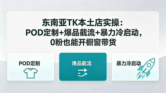 （18381期）东南亚TK本土店实操：POD定制+爆品截流+暴力冷启动，0粉也能开橱窗带货-知云阁资源站