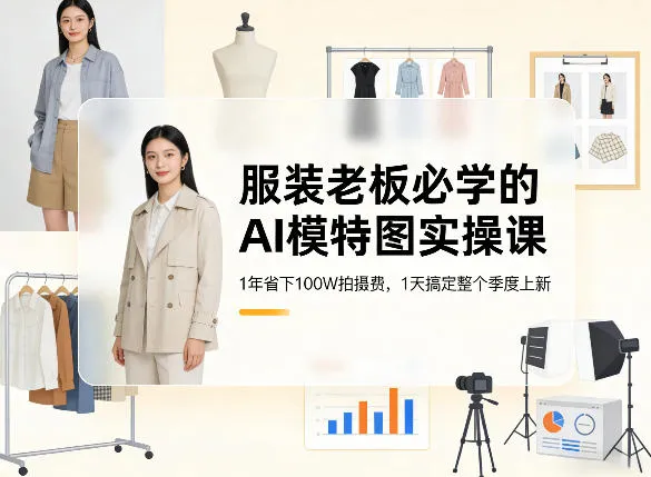服装老板必学的AI模特图实操课,1年省下100W拍摄费,1天搞定整个季度上新-知云阁资源站