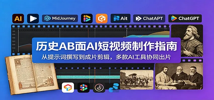 历史AB面AI短视频制作指南：从提示词撰写到成片剪辑，多款AI工具协同出片-知云阁资源站